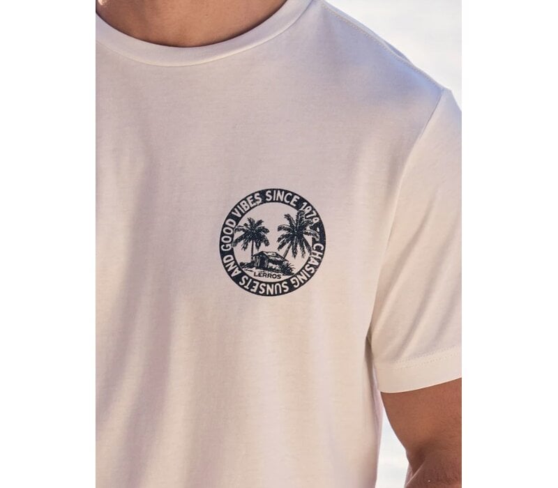 Lerros T-Shirt Chest Print Broken White