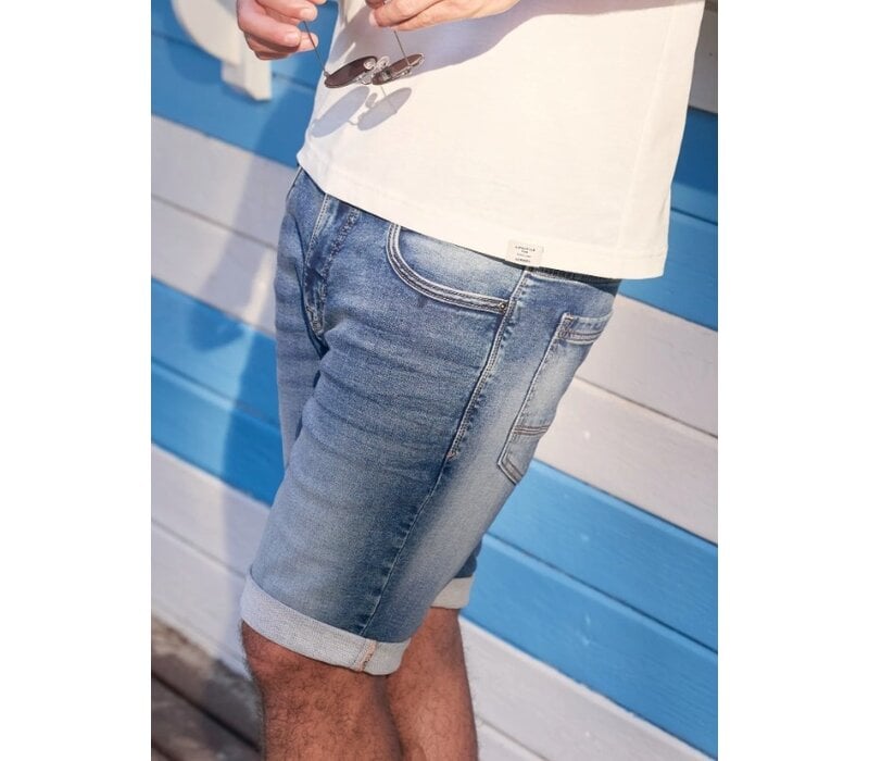 Lerros Jog Denim Bermuda Mid Blue Used Wash