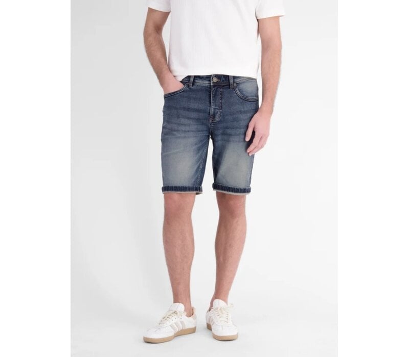 Lerros Jog Denim Bermuda Mid Blue Used Wash