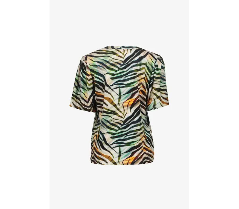 Geisha T-Shirt V-Neck Jersey Brown Green