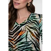 Geisha T-Shirt V-Neck Jersey Brown Green