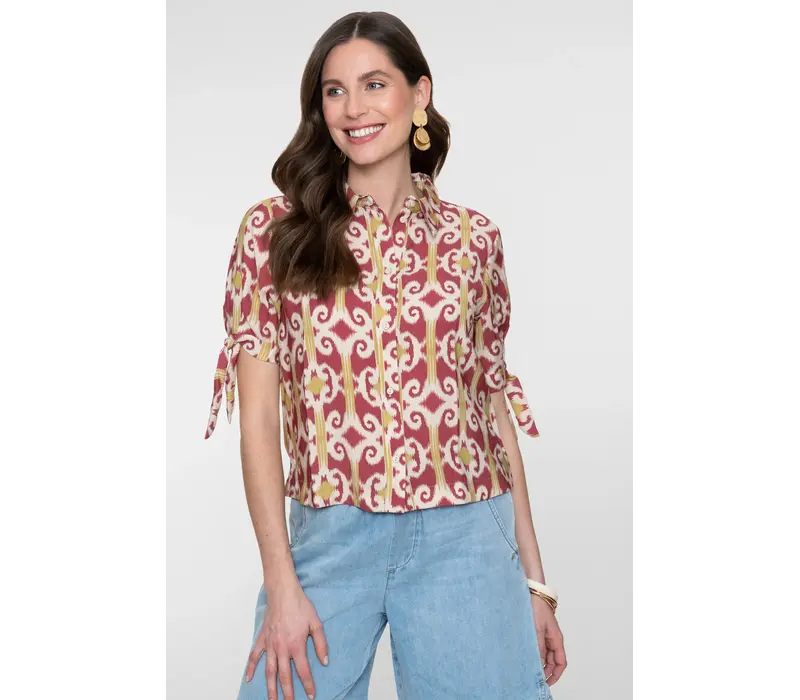 Geisha Blouse Raspberry Green