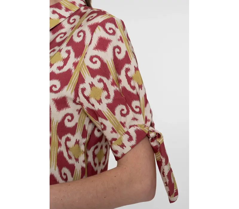Geisha Blouse Raspberry Green