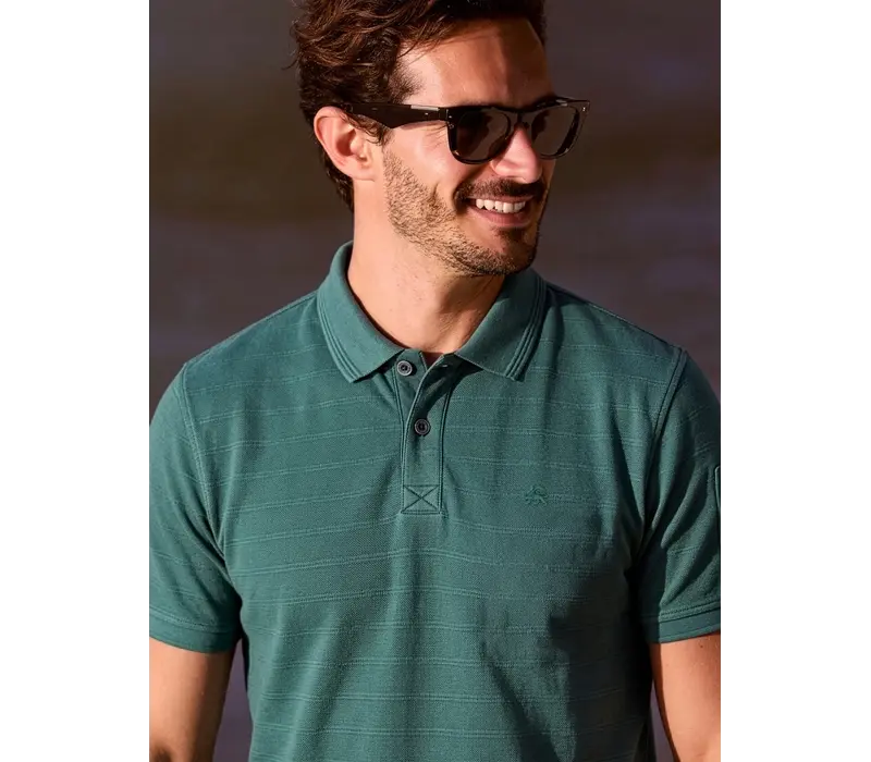 Lerros Polo Pique Stripe Soft Teal