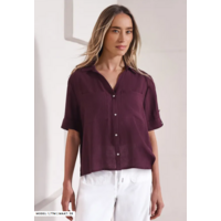 Street One Buttoned Shirtcollar Blouse with Tur Rustic Rouge