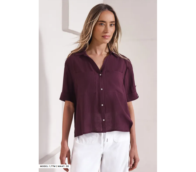 Street One Buttoned Shirtcollar Blouse with Tur Rustic Rouge