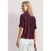 Street One Buttoned Shirtcollar Blouse with Tur Rustic Rouge