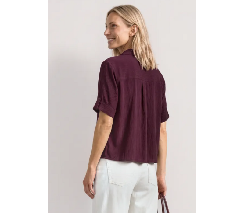 Street One Buttoned Shirtcollar Blouse with Tur Rustic Rouge