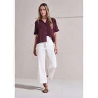 Street One Buttoned Shirtcollar Blouse with Tur Rustic Rouge