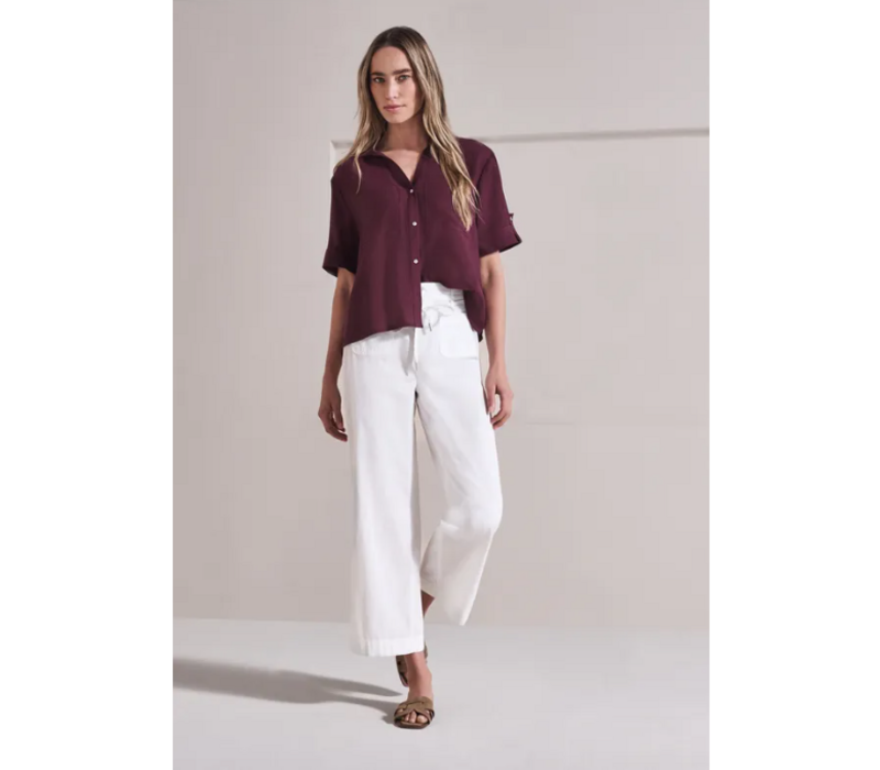Street One Buttoned Shirtcollar Blouse with Tur Rustic Rouge