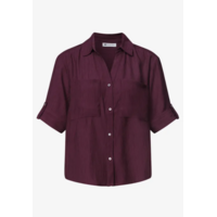 Street One Buttoned Shirtcollar Blouse with Tur Rustic Rouge