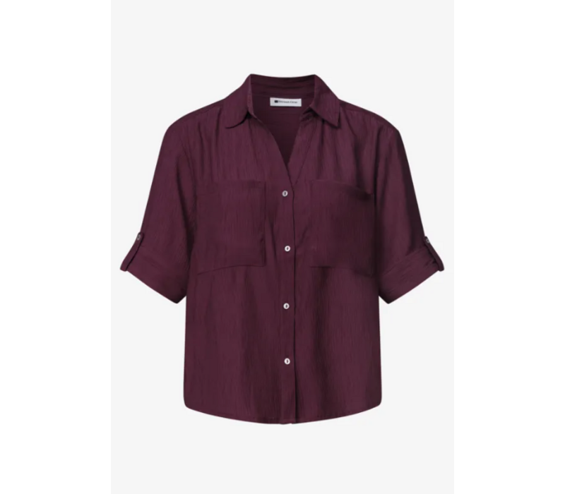 Street One Buttoned Shirtcollar Blouse with Tur Rustic Rouge