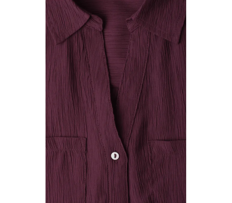 Street One Buttoned Shirtcollar Blouse with Tur Rustic Rouge