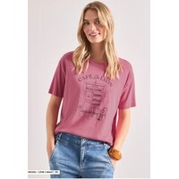 Street One Shirt with Illustration Blush Berry