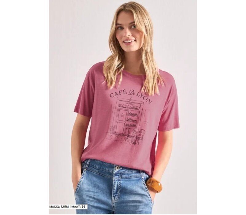 Street One Shirt with Illustration Blush Berry