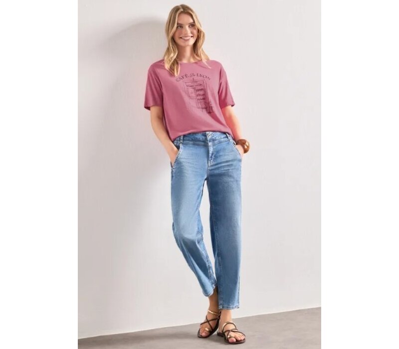 Street One Shirt with Illustration Blush Berry