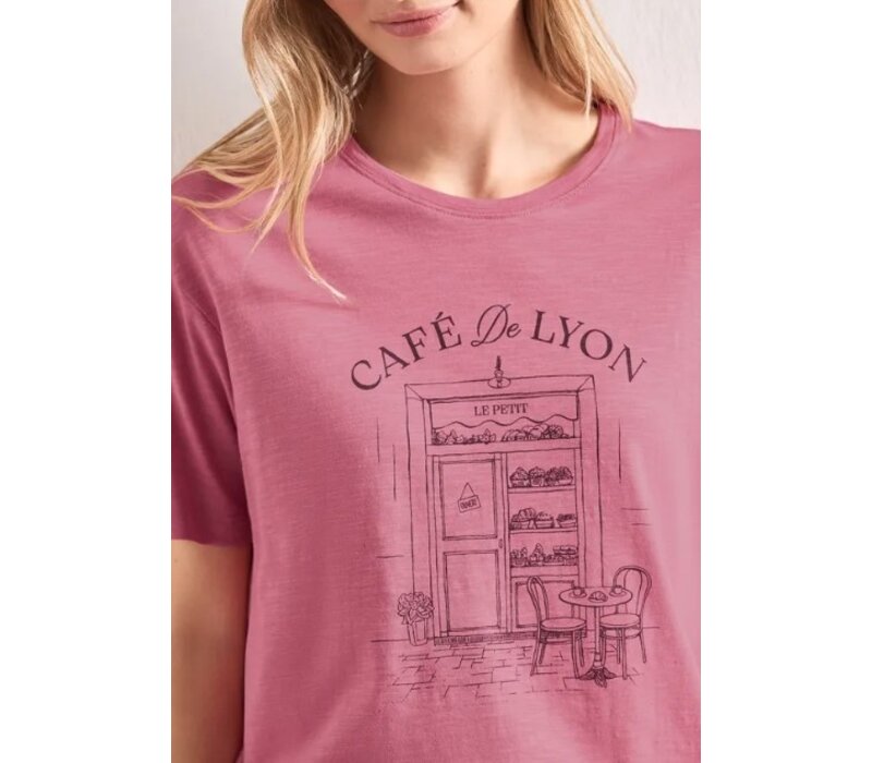 Street One Shirt with Illustration Blush Berry