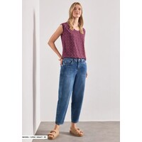 Street One Printed Top with Elastic Hem Blush Berry