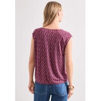 Street One Printed Top with Elastic Hem Blush Berry