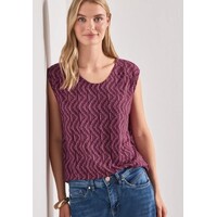 Street One Printed Top with Elastic Hem Blush Berry