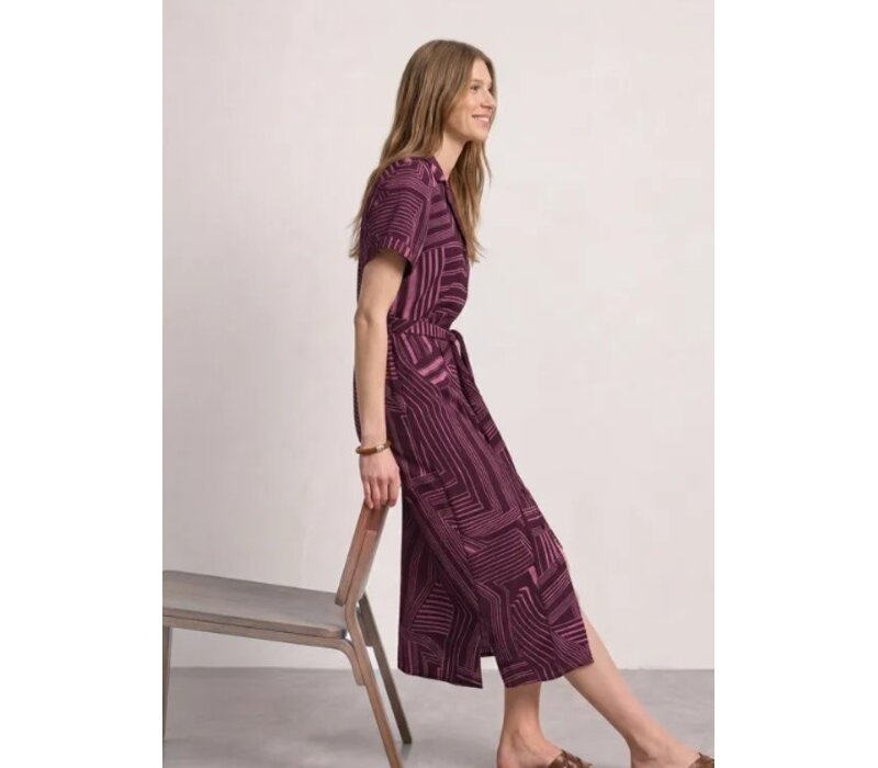 Street One Bowling Collar Shirt Dress Blush Berry