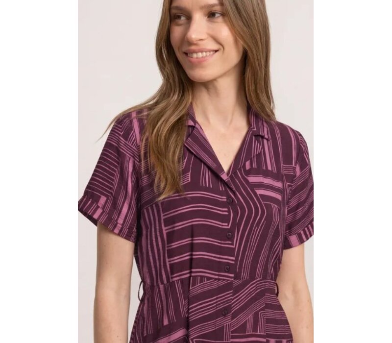 Street One Bowling Collar Shirt Dress Blush Berry