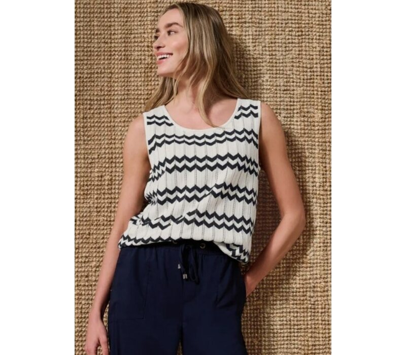 Street One Bi Colored Zig Zag Top Off White