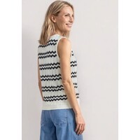 Street One Bi Colored Zig Zag Top Off White