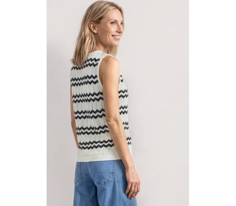 Street One Bi Colored Zig Zag Top Off White