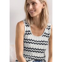Street One Bi Colored Zig Zag Top Off White