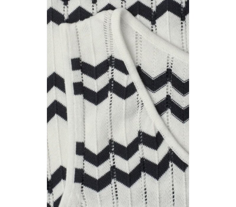 Street One Bi Colored Zig Zag Top Off White