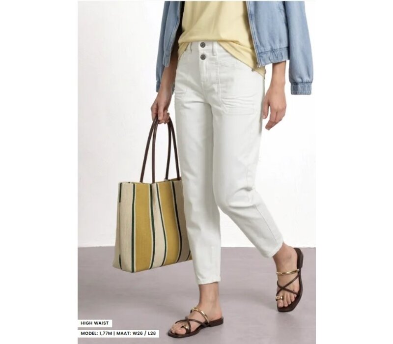 Street One Karlie Barrel High Waist Off White Washed