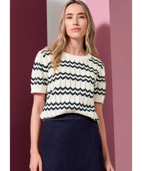 StreetOne Street One Bi Colored Zig Zag Sweater