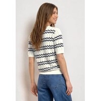 Street One Bi Colored Zig Zag Sweater Off White