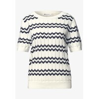 Street One Bi Colored Zig Zag Sweater Off White