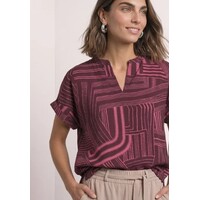 Street One Printed Mat Mix Shirt with Split Blush Berry