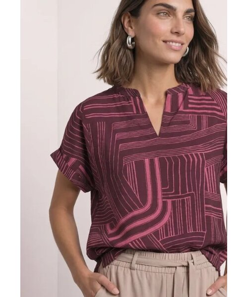 StreetOne Street One Printed Mat Mix Shirt with Split