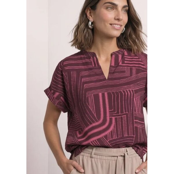 Street One Printed Mat Mix Shirt with Split 