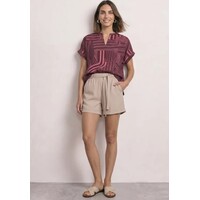 Street One Printed Mat Mix Shirt with Split Blush Berry