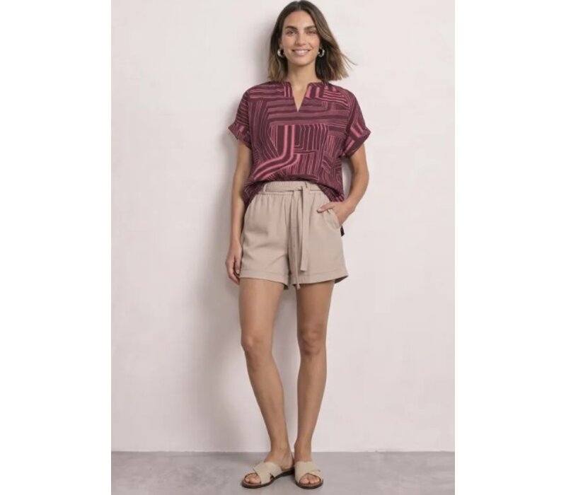 Street One Printed Mat Mix Shirt with Split Blush Berry