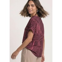 Street One Printed Mat Mix Shirt with Split Blush Berry