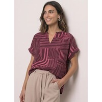 Street One Printed Mat Mix Shirt with Split Blush Berry