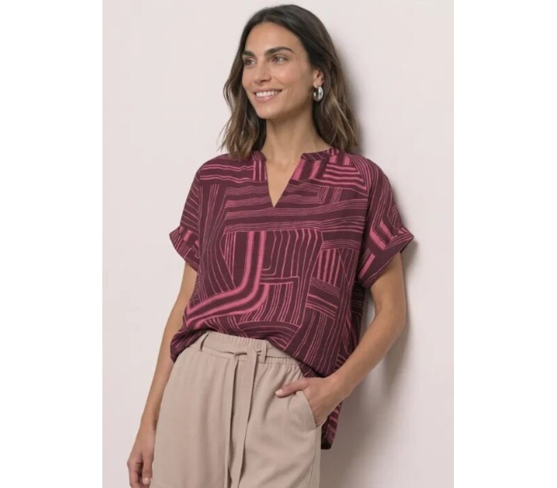 Street One Printed Mat Mix Shirt with Split Blush Berry