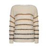 Red Button Fuzzy Sweater & Stripe