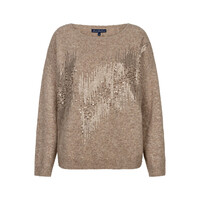 Red Button Sequin Sweater Latte