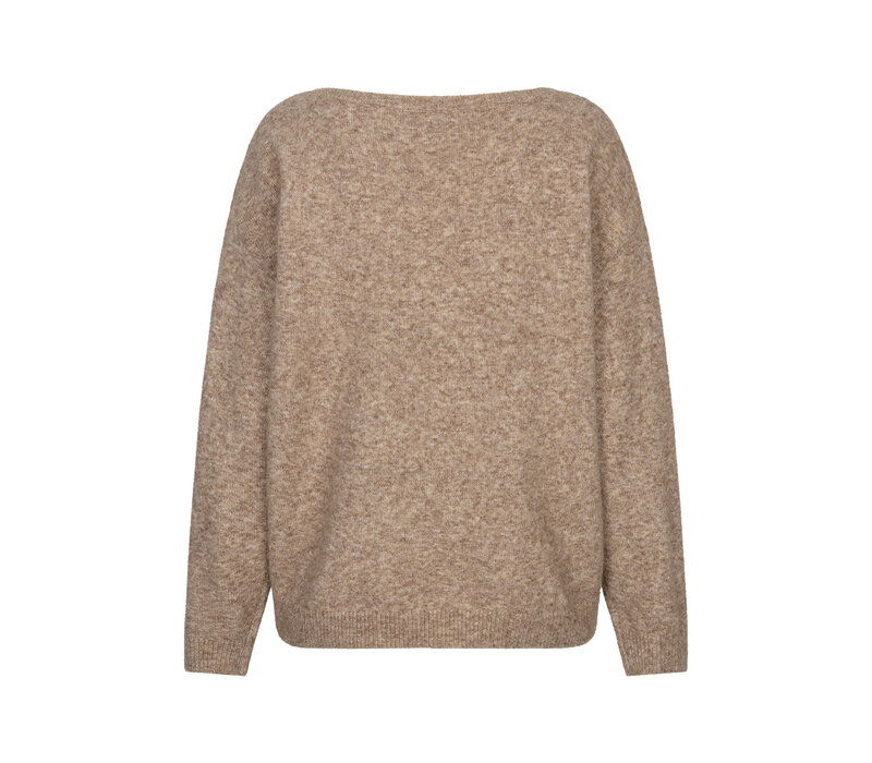 Red Button Sequin Sweater Latte