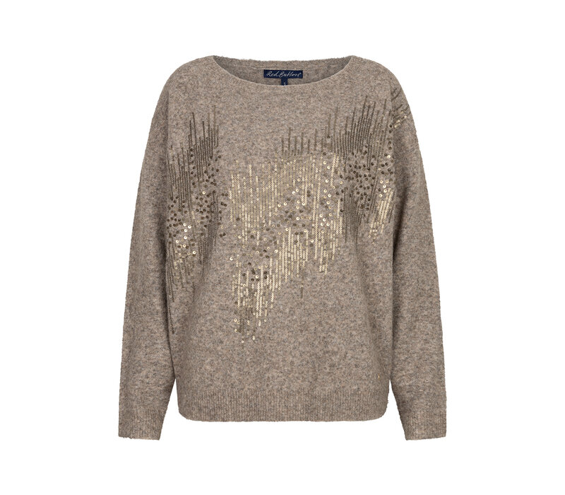 Red Button Sequin Sweater Clay