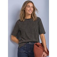 Street One Printed Shirt with Rib Collar Black Coffee