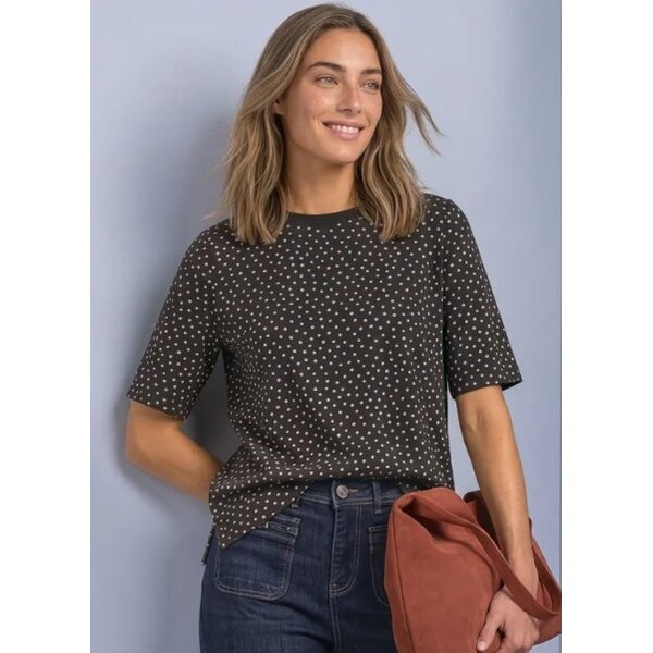 Street One Printed Shirt with Rib Collar 