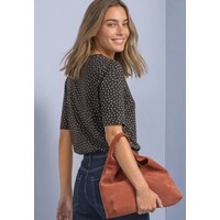 Street One Printed Shirt with Rib Collar Black Coffee